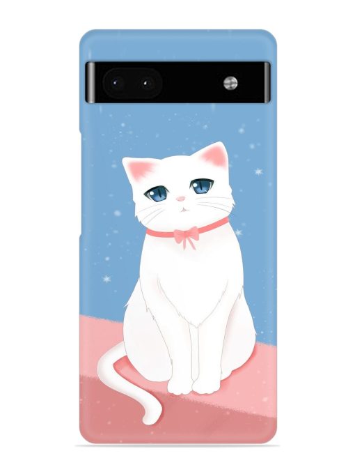 Cute White Cat Snap Case for Google Pixel 6A Zapvi