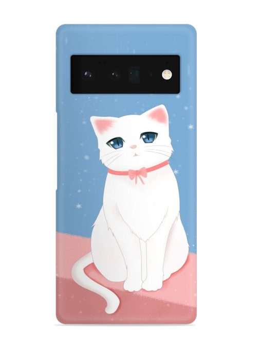 Cute White Cat Snap Case for Google Pixel 6 Pro Zapvi