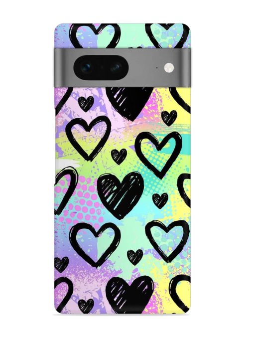 Bright Pattern Hearts Snap Case for Google Pixel 7