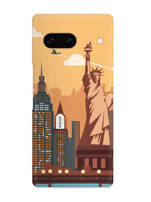 New York Statue Of Liberty Architectural Scenery Snap Case for Google Pixel 7A Zapvi