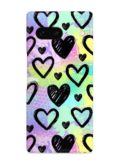 Bright Pattern Hearts Snap Case for Google Pixel 7A Zapvi