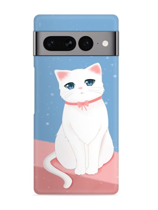 Cute White Cat Snap Case for Google Pixel 7 Pro Zapvi