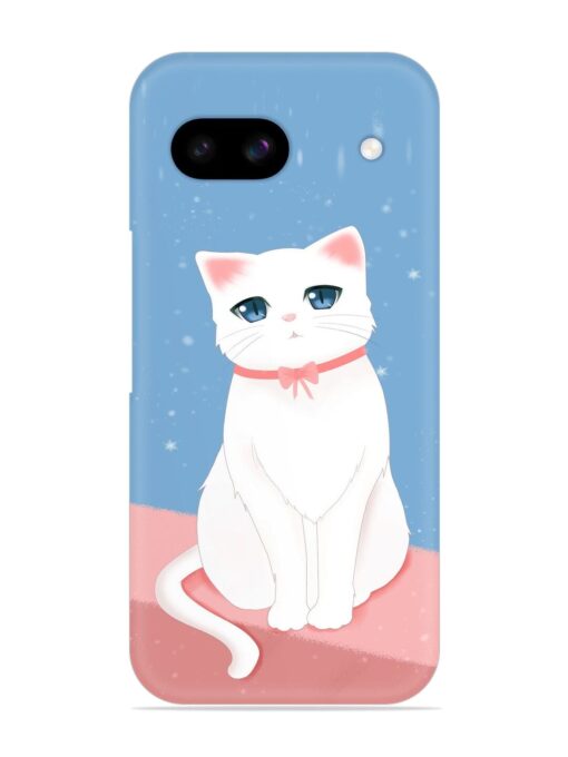 Cute White Cat Snap Case for Google Pixel 8A Zapvi