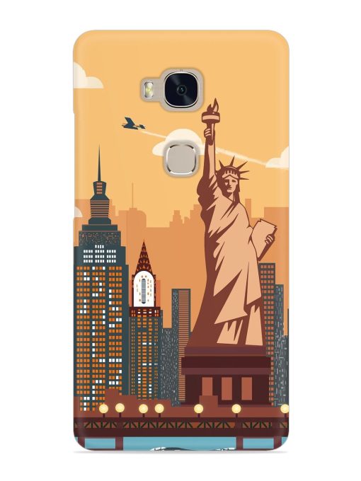 New York Statue Of Liberty Architectural Scenery Snap Case for Honor 5X Zapvi