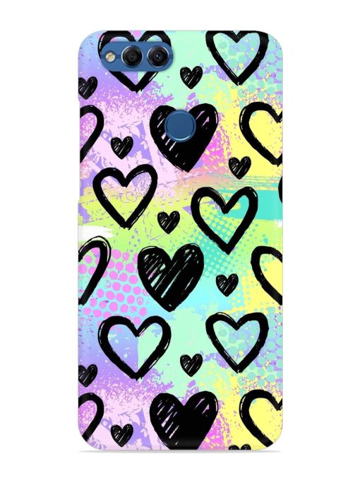 Bright Pattern Hearts Snap Case for Honor 7X Zapvi