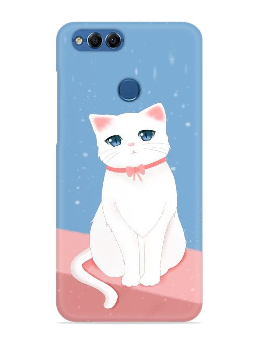 Cute White Cat Snap Case for Honor 7X Zapvi