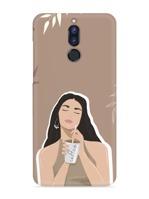 Girl With Coffee Snap Case for Honor 9I Zapvi