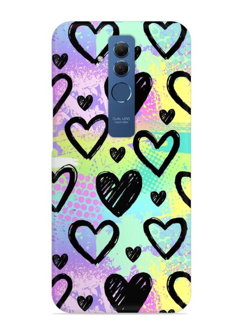 Bright Pattern Hearts Snap Case for Honor Mate 20 Lite