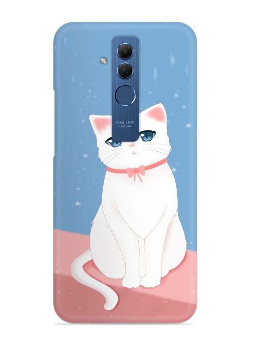 Cute White Cat Snap Case for Honor Mate 20 Lite