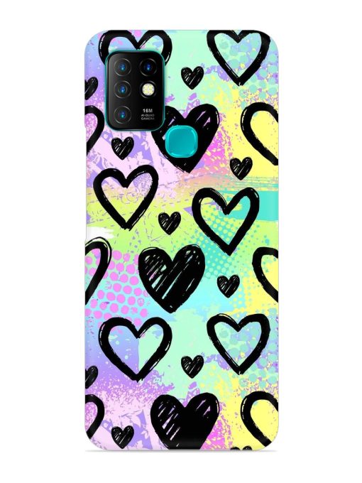 Bright Pattern Hearts Snap Case for Infinix Hot 10 Zapvi