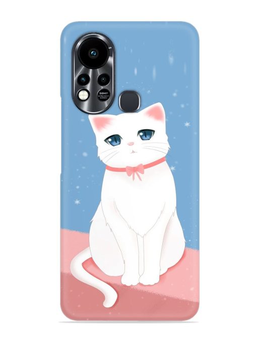 Cute White Cat Snap Case for Infinix Hot 11S Zapvi