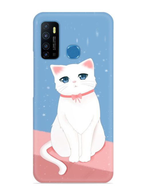 Cute White Cat Snap Case for Infinix Hot 9