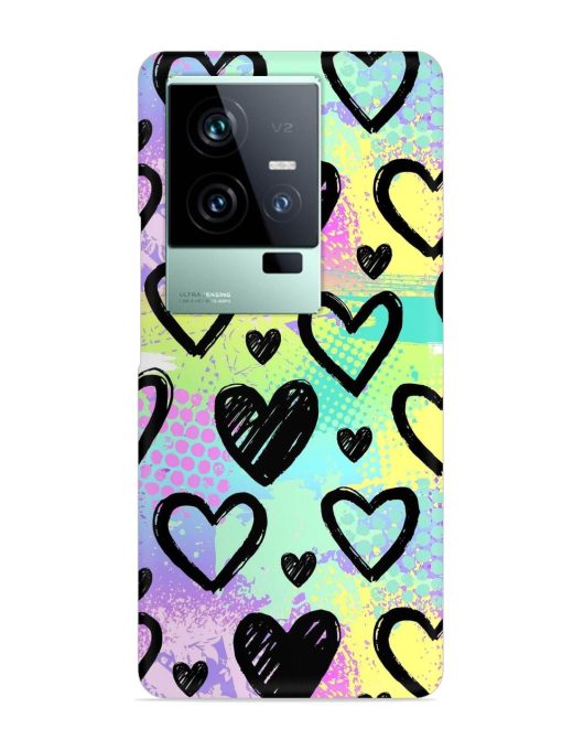 Bright Pattern Hearts Snap Case for Iqoo 11 (5G) Zapvi