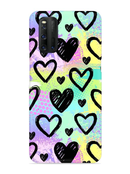 Bright Pattern Hearts Snap Case for Iqoo 3 Zapvi