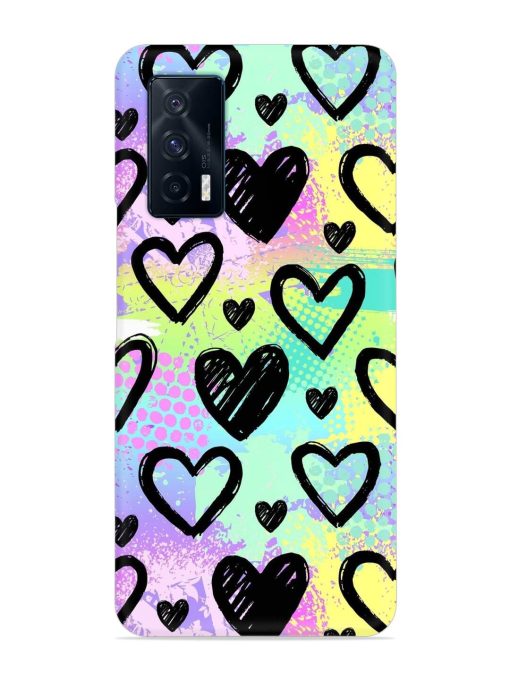 Bright Pattern Hearts Snap Case for Iqoo 7 (5G) Zapvi