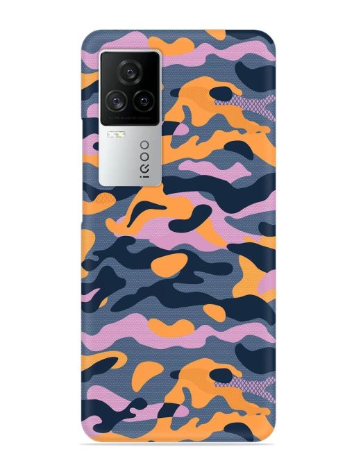 Camouflage Army Military English Orange Art Snap Case for Iqoo 7 Legend (5G) Zapvi