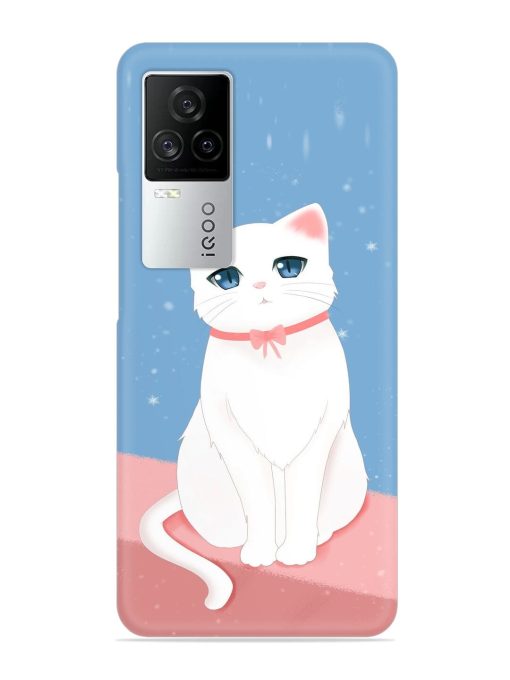 Cute White Cat Snap Case for Iqoo 7 Legend (5G) Zapvi