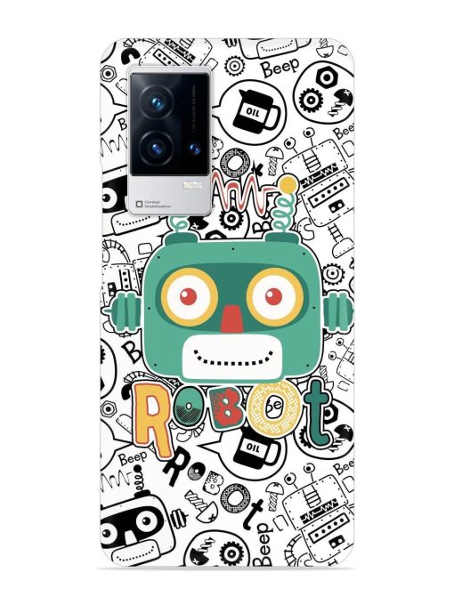 Robot Modern Seamless Pattern Snap Case for Iqoo 8 Zapvi