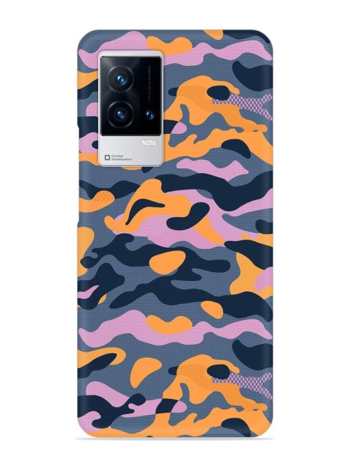 Camouflage Army Military English Orange Art Snap Case for Iqoo 8 Zapvi