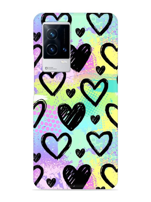 Bright Pattern Hearts Snap Case for Iqoo 8 Zapvi