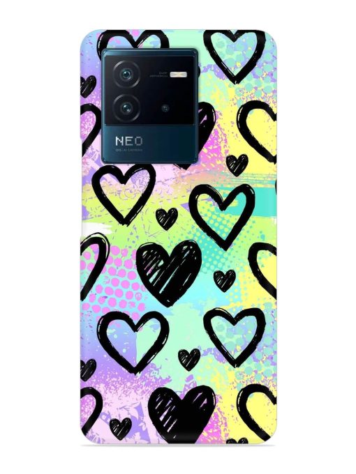 Bright Pattern Hearts Snap Case for Iqoo Neo 6 (5G) Zapvi