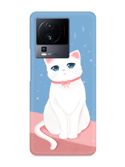 Cute White Cat Snap Case for Iqoo Neo 7 (5G)