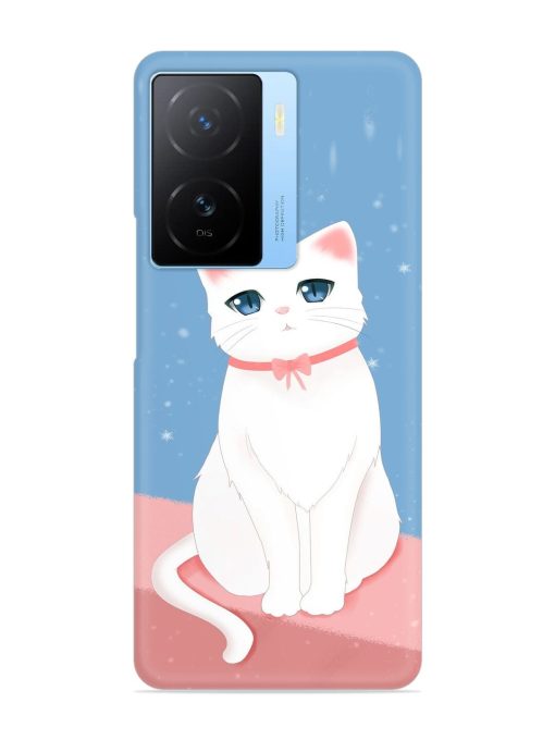 Cute White Cat Snap Case for Iqoo Z7 (5G) Zapvi