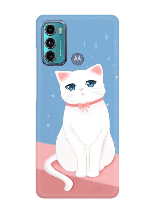 Cute White Cat Snap Case for Motorola Moto G40 Fusion