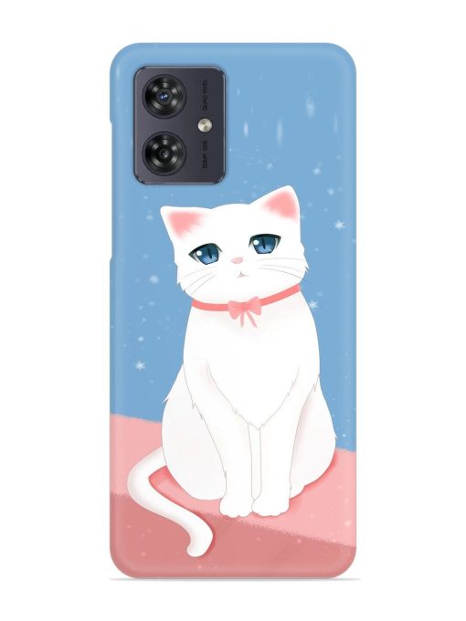 Cute White Cat Snap Case for Motorola Moto G54 (5G) Zapvi