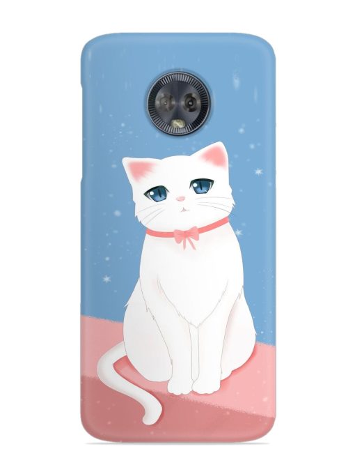 Cute White Cat Snap Case for Motorola Moto G6 Zapvi