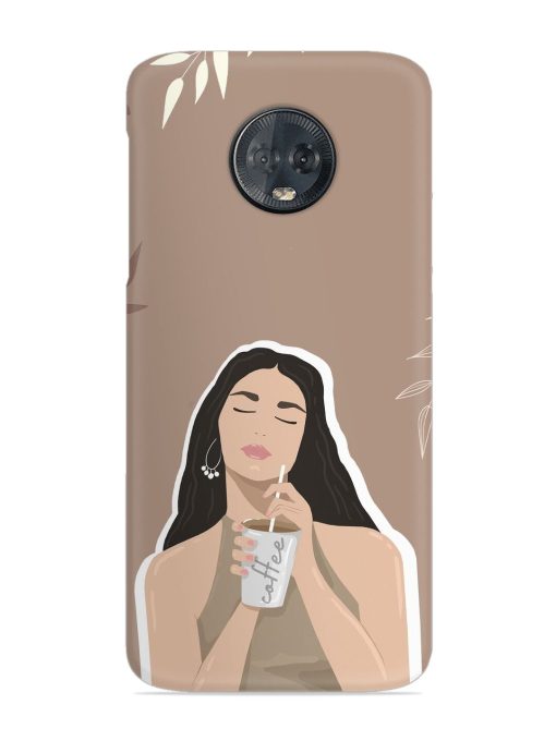 Girl With Coffee Snap Case for Motorola Moto G6 Plus Zapvi