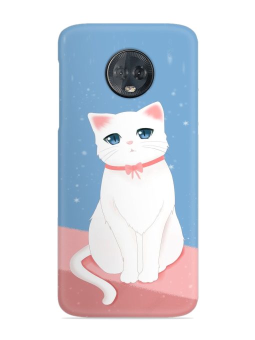 Cute White Cat Snap Case for Motorola Moto G6 Plus Zapvi