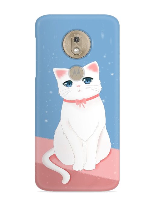 Cute White Cat Snap Case for Motorola Moto G7 Play