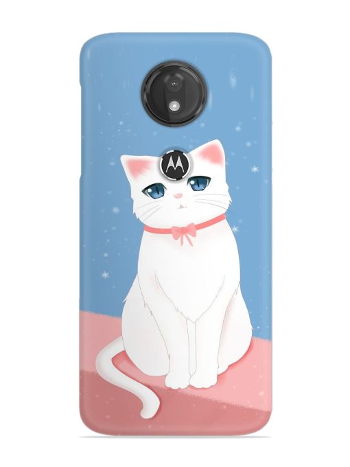 Cute White Cat Snap Case for Motorola Moto G7 Power