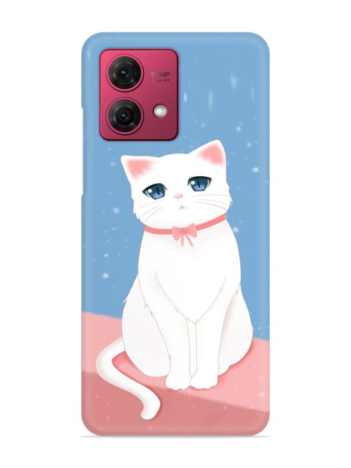 Cute White Cat Snap Case for Motorola Moto G84 (5G) Zapvi