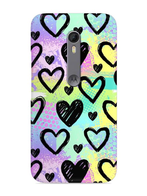 Bright Pattern Hearts Snap Case for Motorola Moto X Style Zapvi