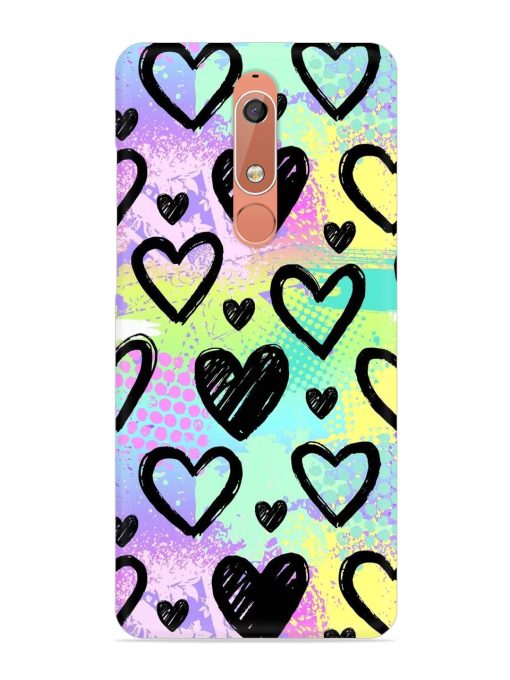 Bright Pattern Hearts Snap Case for Nokia 5.1