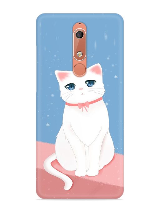 Cute White Cat Snap Case for Nokia 5.1 Zapvi