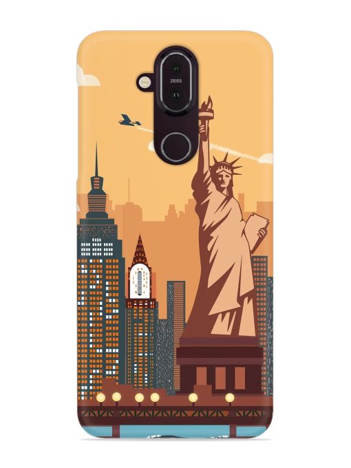 New York Statue Of Liberty Architectural Scenery Snap Case for Nokia 7.1 Zapvi