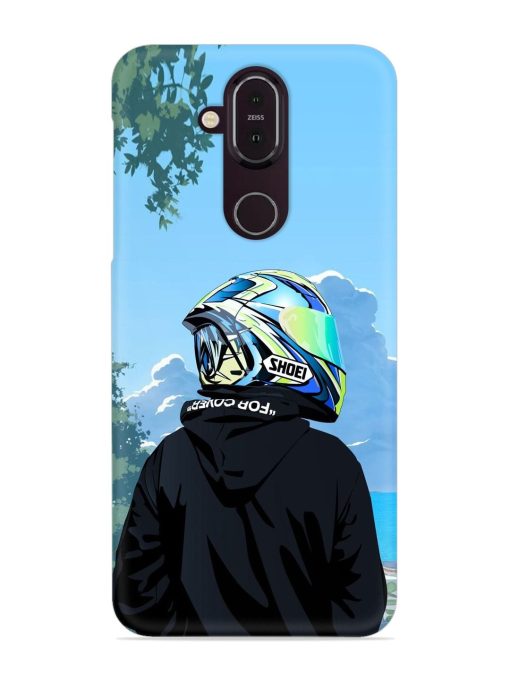 Rider With Helmet Snap Case for Nokia 7.1 Zapvi