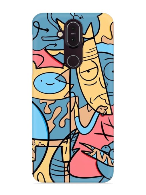 Silly Face Doodle Snap Case for Nokia 7.1 Zapvi