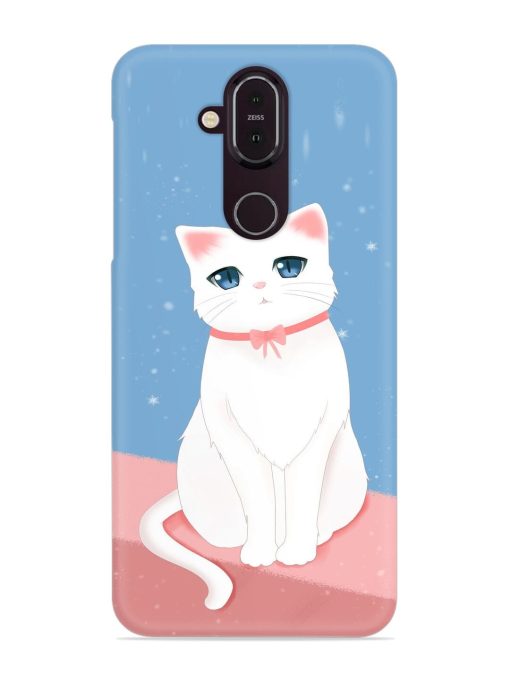 Cute White Cat Snap Case for Nokia 7.1 Zapvi