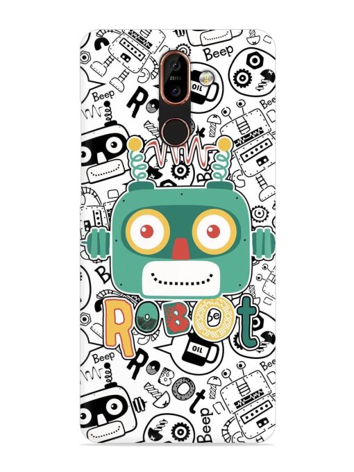 Robot Modern Seamless Pattern Snap Case for Nokia 7 Plus Zapvi