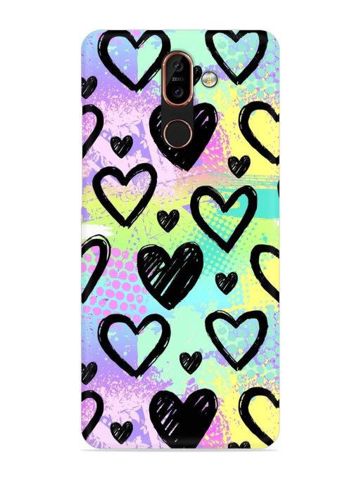 Bright Pattern Hearts Snap Case for Nokia 7 Plus Zapvi