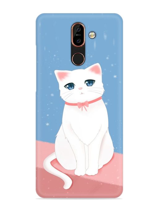 Cute White Cat Snap Case for Nokia 7 Plus