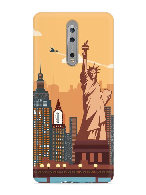 New York Statue Of Liberty Architectural Scenery Snap Case for Nokia 8 Zapvi