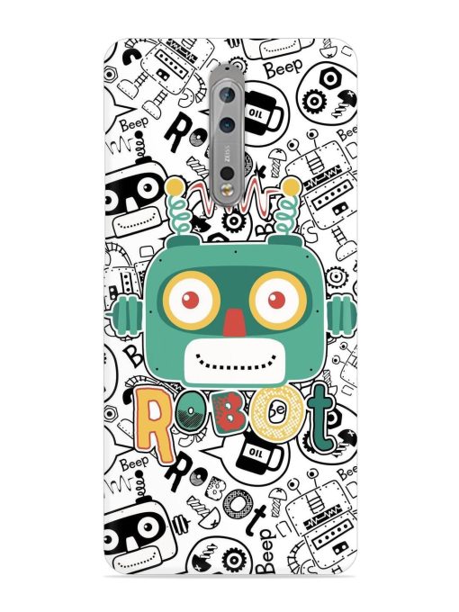 Robot Modern Seamless Pattern Snap Case for Nokia 8 Zapvi