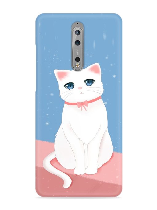 Cute White Cat Snap Case for Nokia 8 Zapvi