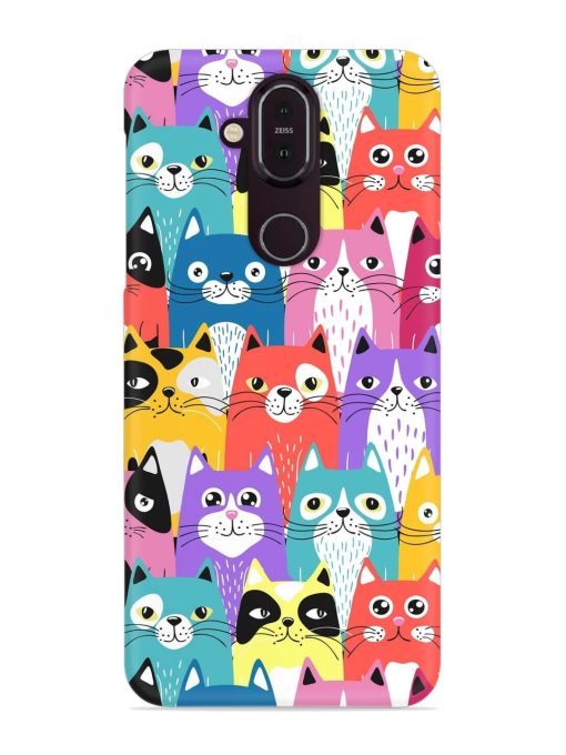 Funny Cartoon Cats Snap Case for Nokia 8.1 Zapvi