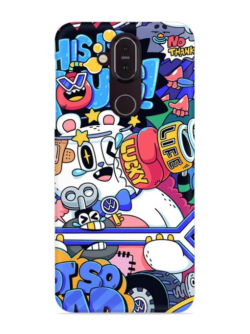 Universal Doodle Snap Case for Nokia 8.1 Zapvi